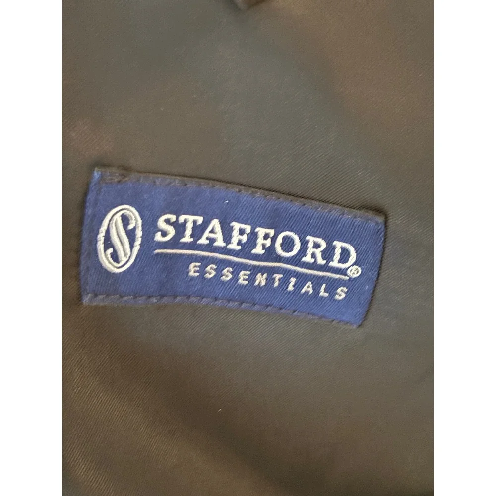 Stafford Essentials Mens 44R Grey‎ Wool Blazer Elbow Patches Classic Fit Jacket